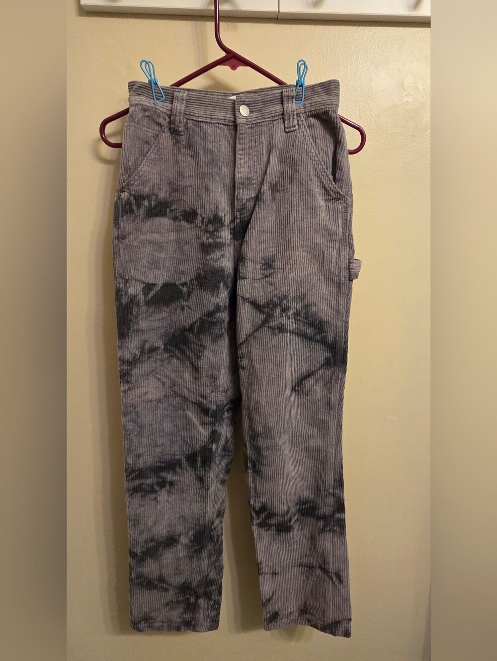 PacSun Y2K Gray Corduroy Acid Wash High Rise Carpenter Pants 24 Waist Streetwear